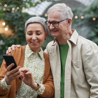 Senior couple checking RPM readings on phone